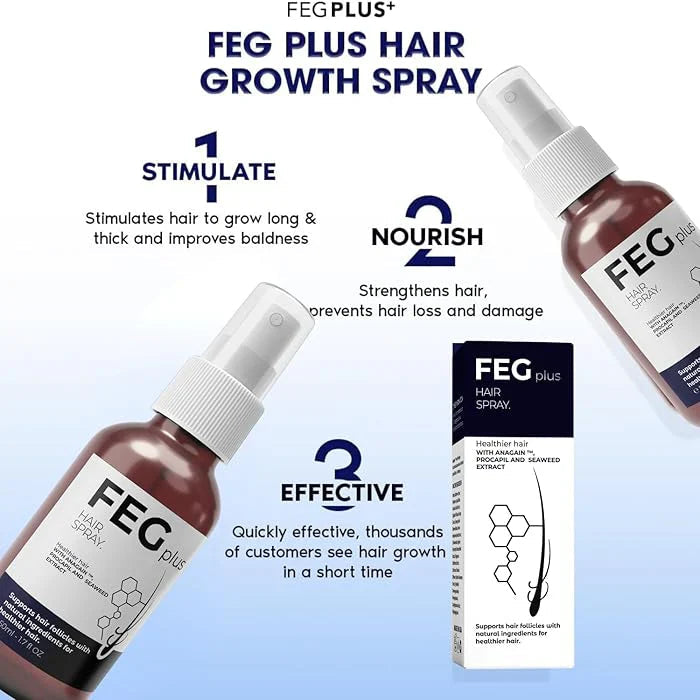 FEGPlus⢠Official 100% Natural Hair Growth Spray - (Buy 1 Get 2 Freeš„)